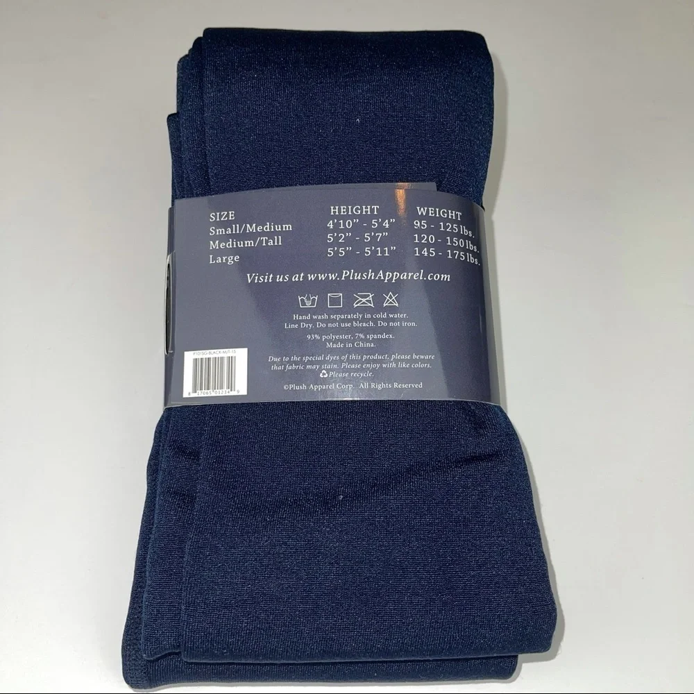 Revolve Plush Fleece Lined Tights Full Foot Navy M